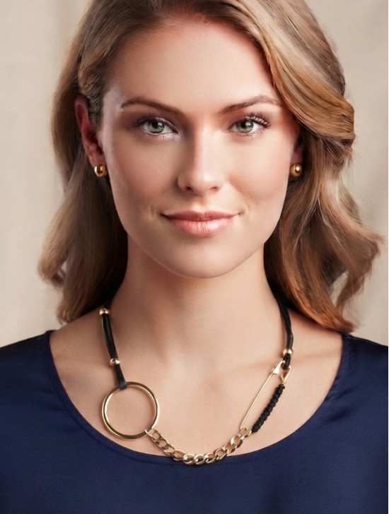Multi-Function Circle & Brooch Clip Necklace & Earring Set